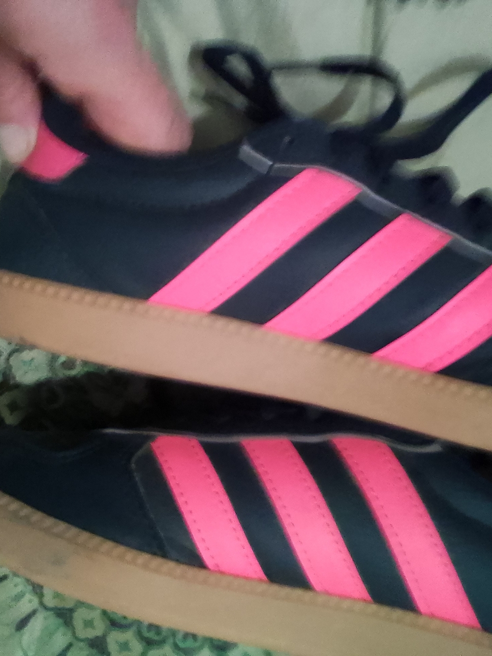Adidas QBlue Sneakers with Pink Stripes — Casual Everyday Trainers